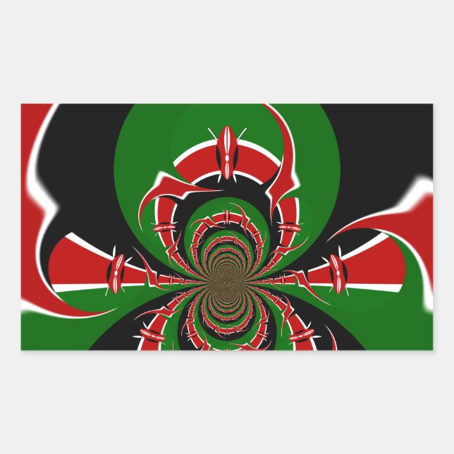 Vibrant Kenyan Flag Pattern: A Powerful Art Rectangular Sticker (Front)