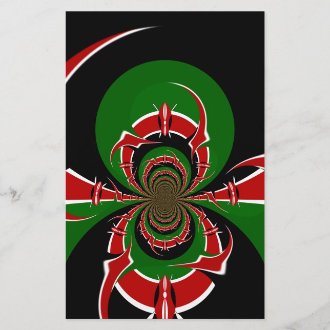 Vibrant Kenyan Flag Pattern: A Powerful Art Stationery (Front)