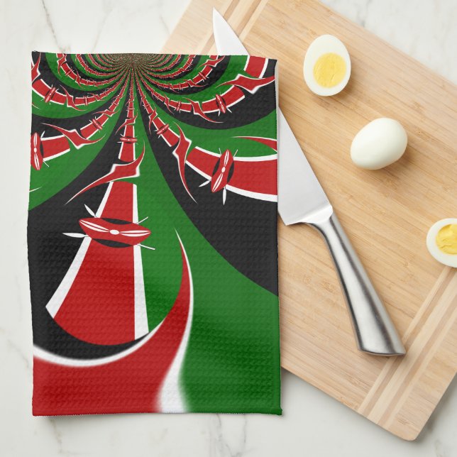 Vibrant Kenyan Flag Pattern: A Powerful Art Towel (Quarter Fold)