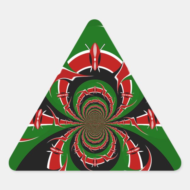 Vibrant Kenyan Flag Pattern: A Powerful Art Triangle Sticker (Front)