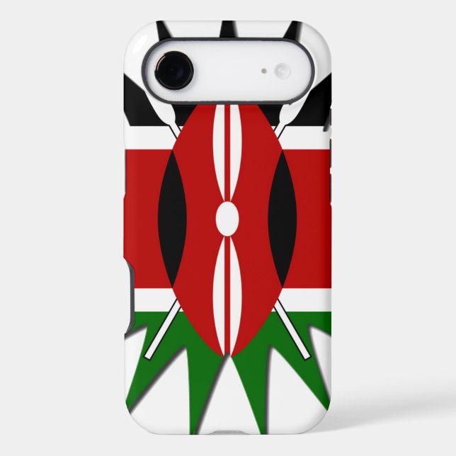 Vibrant Kenyan Flag Pattern: An 18-Star Art Case-Mate iPhone Case (Back)