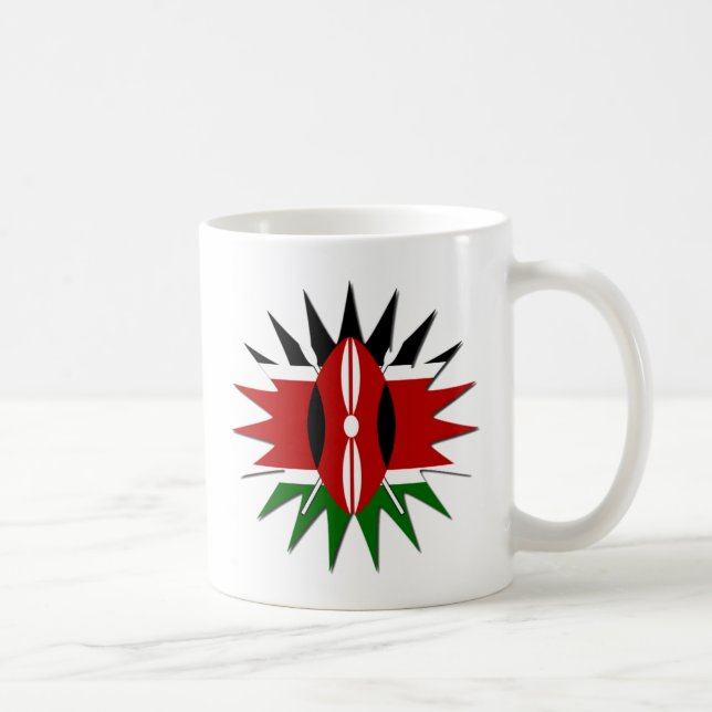 Vibrant Kenyan Flag Pattern: An 18-Star Art Coffee Mug (Right)