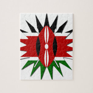 Vibrant Kenyan Flag Pattern: An 18-Star Art Jigsaw Puzzle