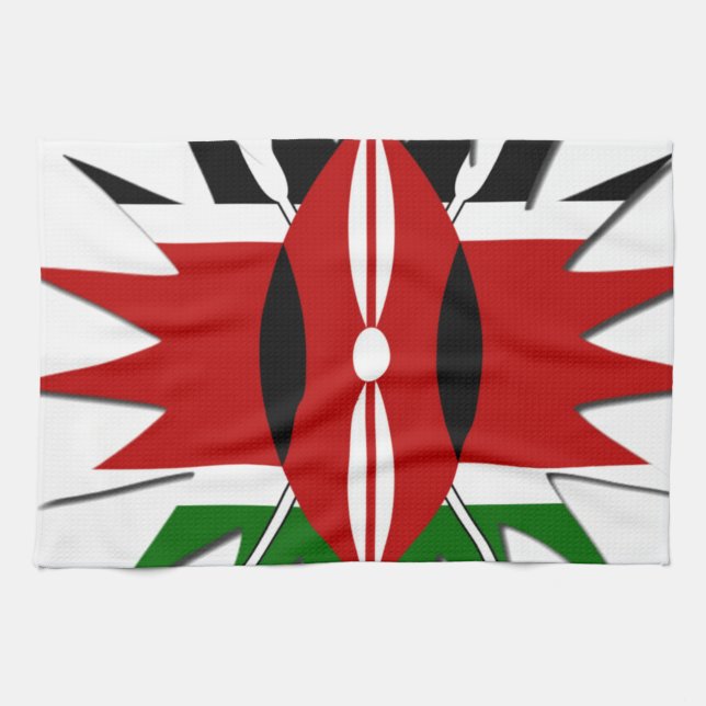 Vibrant Kenyan Flag Pattern: An 18-Star Art Kitchen Towel (Horizontal)