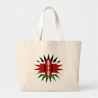 Vibrant Kenyan Flag Pattern: An 18-Star Art Large Tote Bag
