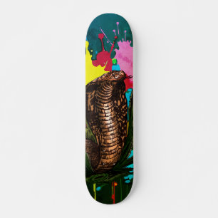 Vibrant King Cobra Drip Art Illustration Skateboard