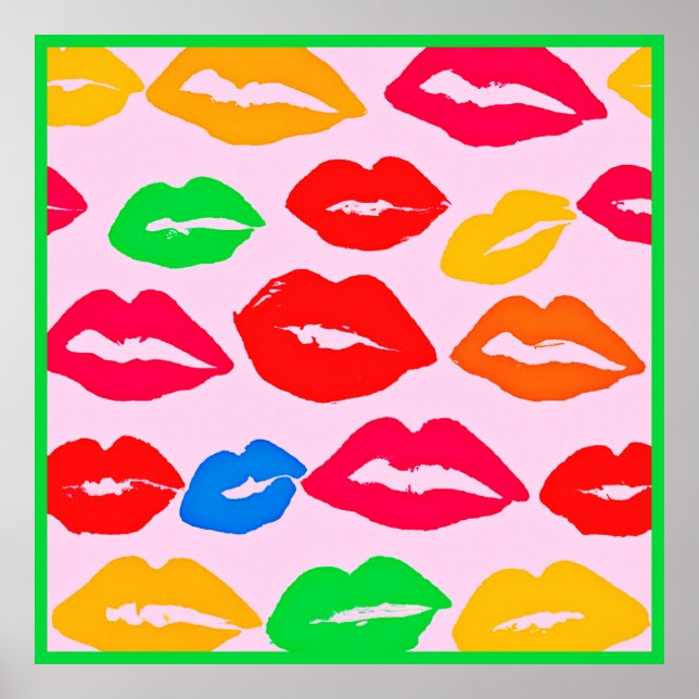 Vibrant Kissed by Colors Pattern Poster (Front)