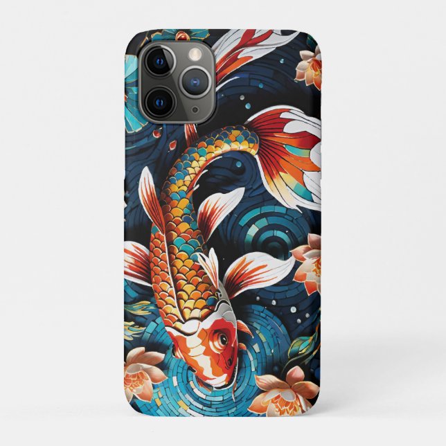 Vibrant Koi and Beautiful Flowers Aquatic Scene Case-Mate iPhone Case (Back)