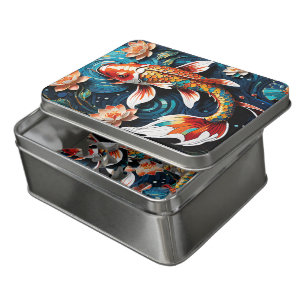 Vibrant Koi and Beautiful Flowers Aquatic Scene Jigsaw Puzzle