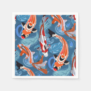 Vibrant Koi Fish Among Paisley Pattern Napkins