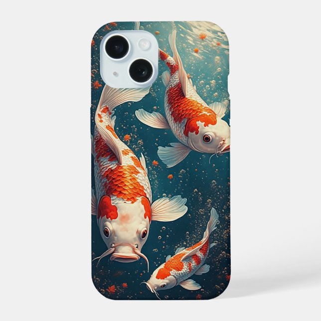 Vibrant Koi Fish Swimming Iphone Case (Back)