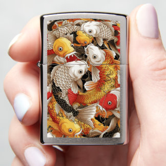 Vibrant Koi Harmony - Japanese Koi Fish Seamless Zippo Lighter