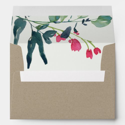 VIBRANT KRAFT PINK EUCALYPTUS FAUNA GROVE ADDRESS ENVELOPE