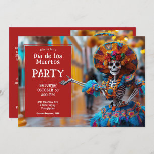 💀 Vibrant La Calavera in blue Invitation
