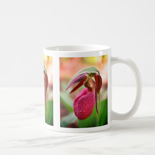 Vibrant Lady Slipper Orchid Flower Coffee Mug (Right)