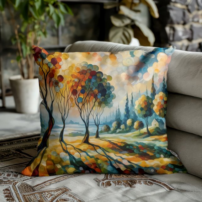 Vibrant Landscape Throw Pillow (Creator Uploaded)