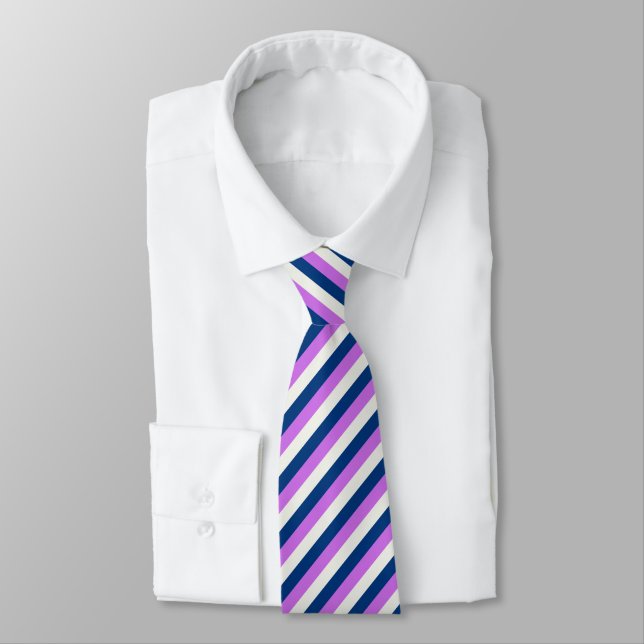 Vibrant Lavender Purple Gradient Striped  Neck Tie (Tied)
