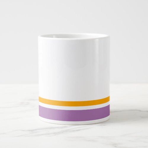 Vibrant Lavender Yellow Stripes White Background Giant Coffee Mug