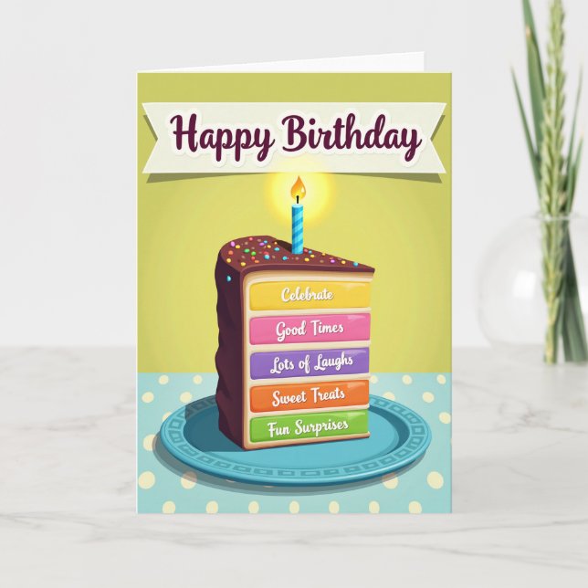 Vibrant Layered Cake Card (Front)