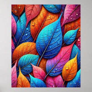 Vibrant Leaf Art - Colorful Nature Design  Poster