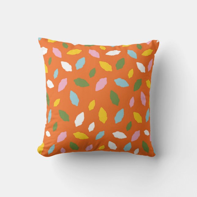 Vibrant Leaf Scatter Throw Pillow (Front)