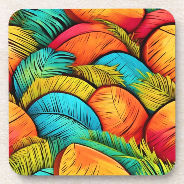 Vibrant Leafscape Beverage Coaster (Front)