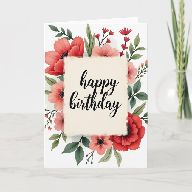 Vibrant Leafy Birthday Card (Front)