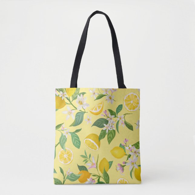 Vibrant Lemon Blossom Tote Bag  (Front)