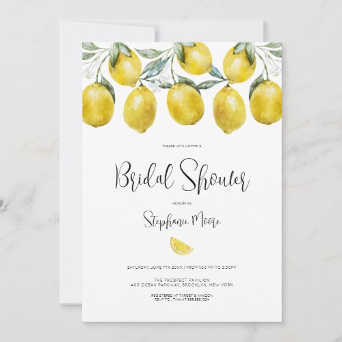 Vibrant Lemon Bridal Shower Invitation