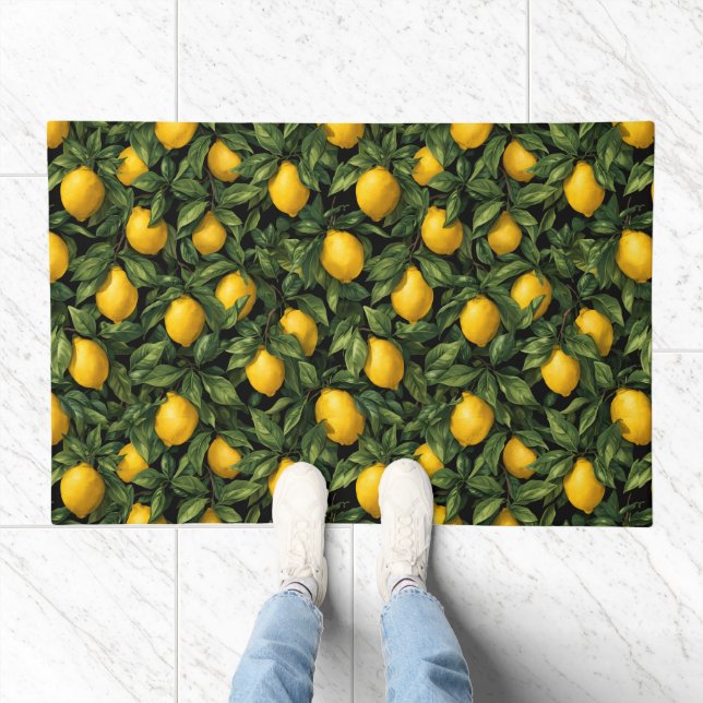 Vibrant Lemon Citrus Tree Pattern Doormat (Indoor)
