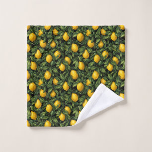 Vibrant Lemon Citrus Tree Pattern Wash Cloth