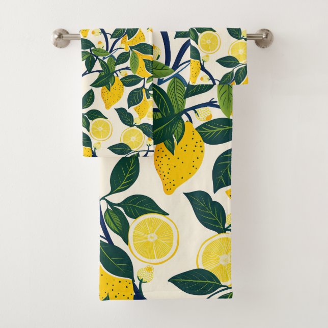 Vibrant Lemon Grove Bath Towel Set (Insitu)