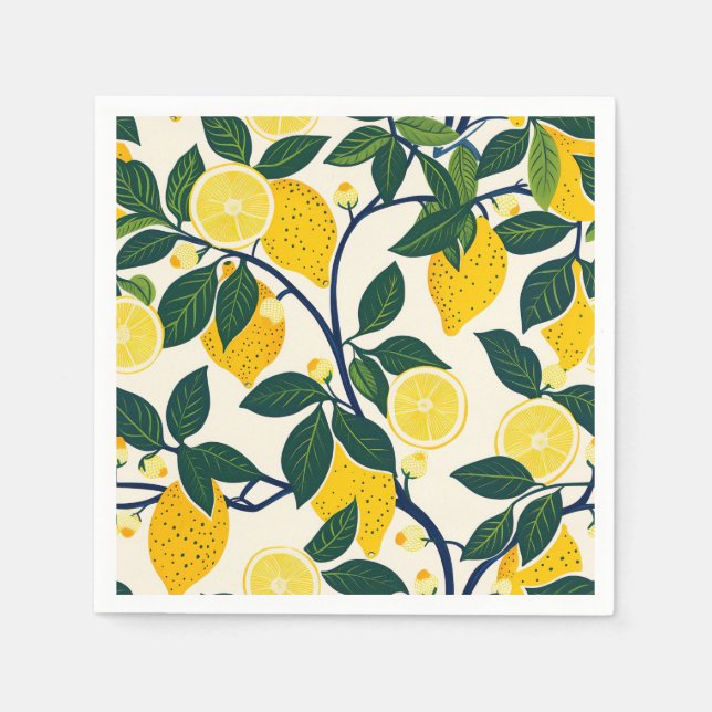 Vibrant Lemon Grove Napkins (Front)