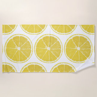Vibrant Lemon Slice Pattern Summer Beach Towel
