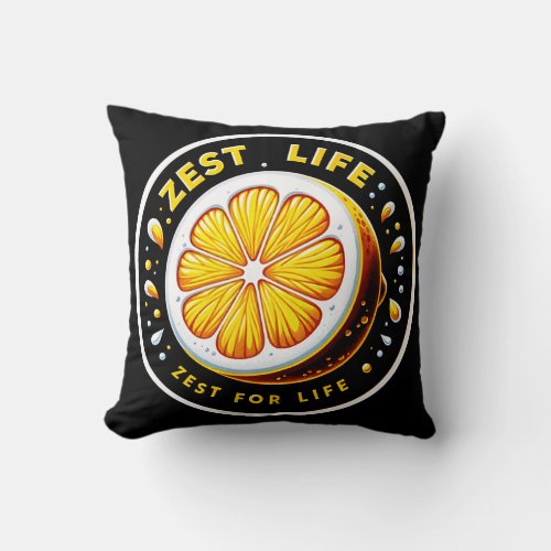 Vibrant Lemon Slice Sticker  Zest for Life Throw Pillow