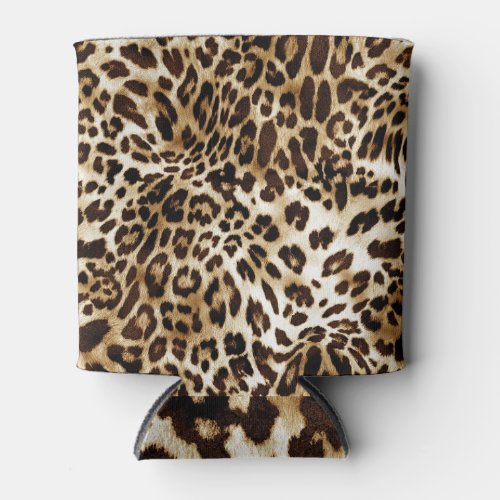 Vibrant Leopard Colorful Textile Design Can Cooler