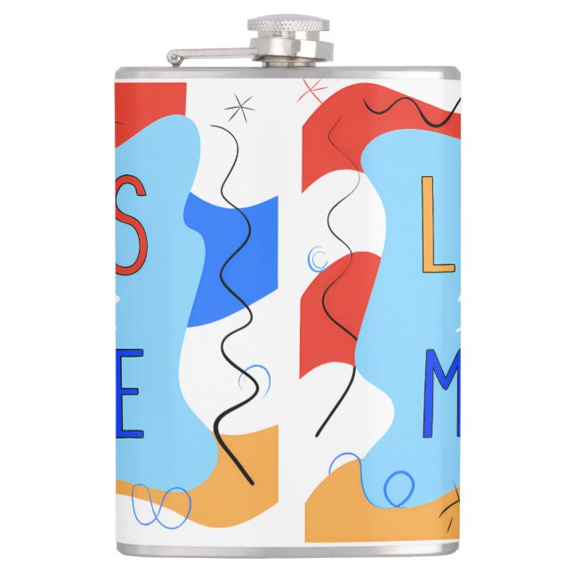 Vibrant "Less Is More" Abstract Graphic Flask (Front)