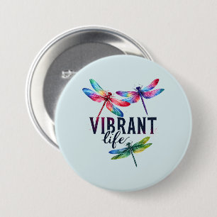 Vibrant Life - Artistic Dragonfly Button