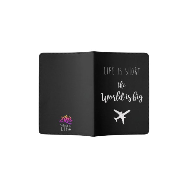 Vibrant Life Big World Passport Holder in Black/Wh (Opened)