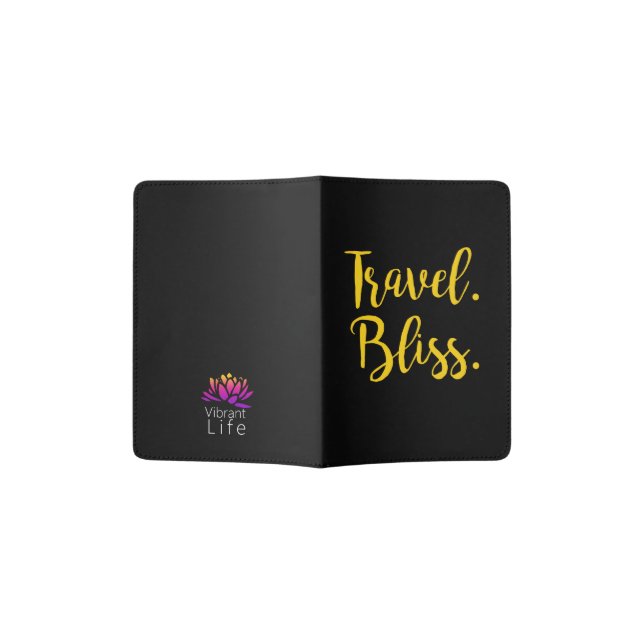 Vibrant Life Travel Bliss Passport Holder in Black (Opened)