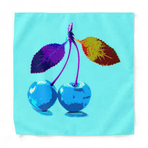 Vibrant light blue cherries  bandana