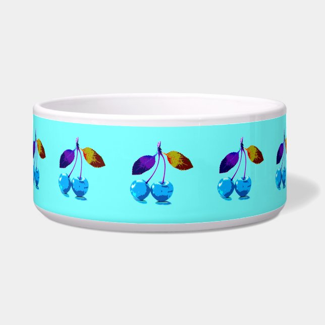 Vibrant light blue cherries  bowl (Front)