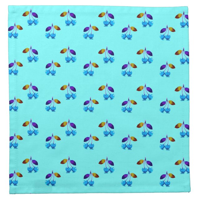 Vibrant light blue cherries   cloth napkin (Front)