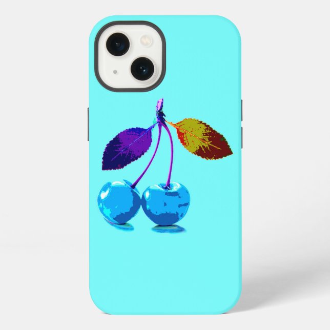 Vibrant light blue cherries  iphone case (Back)