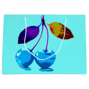 Vibrant light blue cherries large gift bag