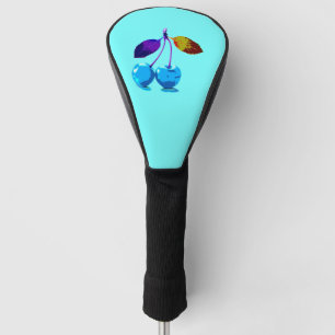 Vibrant light blue cherries pop art    golf head cover