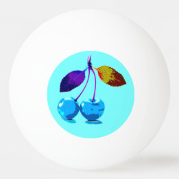 Vibrant light blue cherries pop art ping pong ball