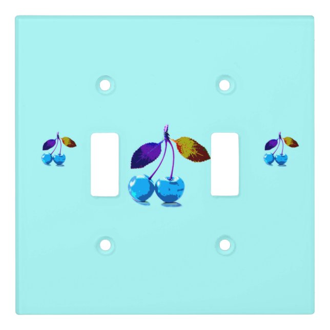 Vibrant light blue cherries  switch cover (Front)