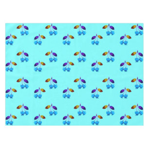 Vibrant light blue cherries tablecloth