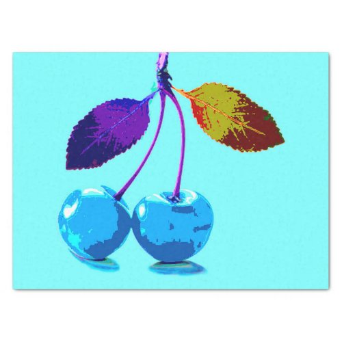 Vibrant light blue cherries  tissue paper